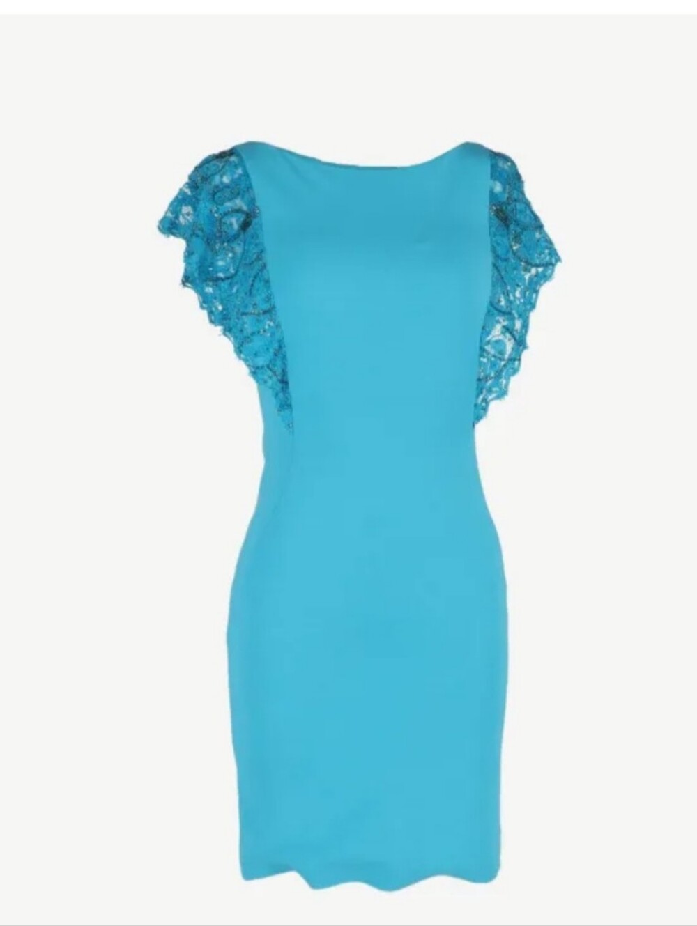NWT Emilio Pucci Turquoise Sequin Lace Sleeve Bodycon Dress IT 44